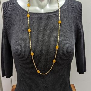 J. Crew Gold tone and yellow orange beaded necklace Long